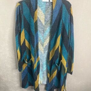 Susan Graver Sparkle Chevron Open Front Longline Cardigan